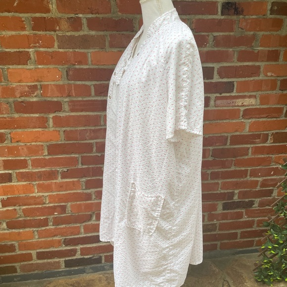 Vintage Nightgown Robe Set Grannycore Cottagecore Ditsy Strawberry Cotton Medium - Picture 3 of 9